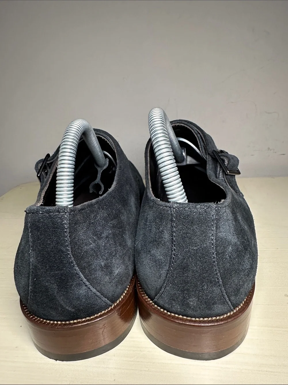To Boot New York Adam Derrick Double Monk Strap navy Suede Dress Shoes